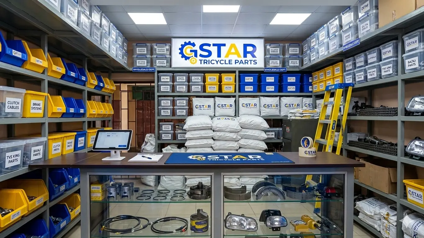 Tricycle spare parts shelves and wholesale counters